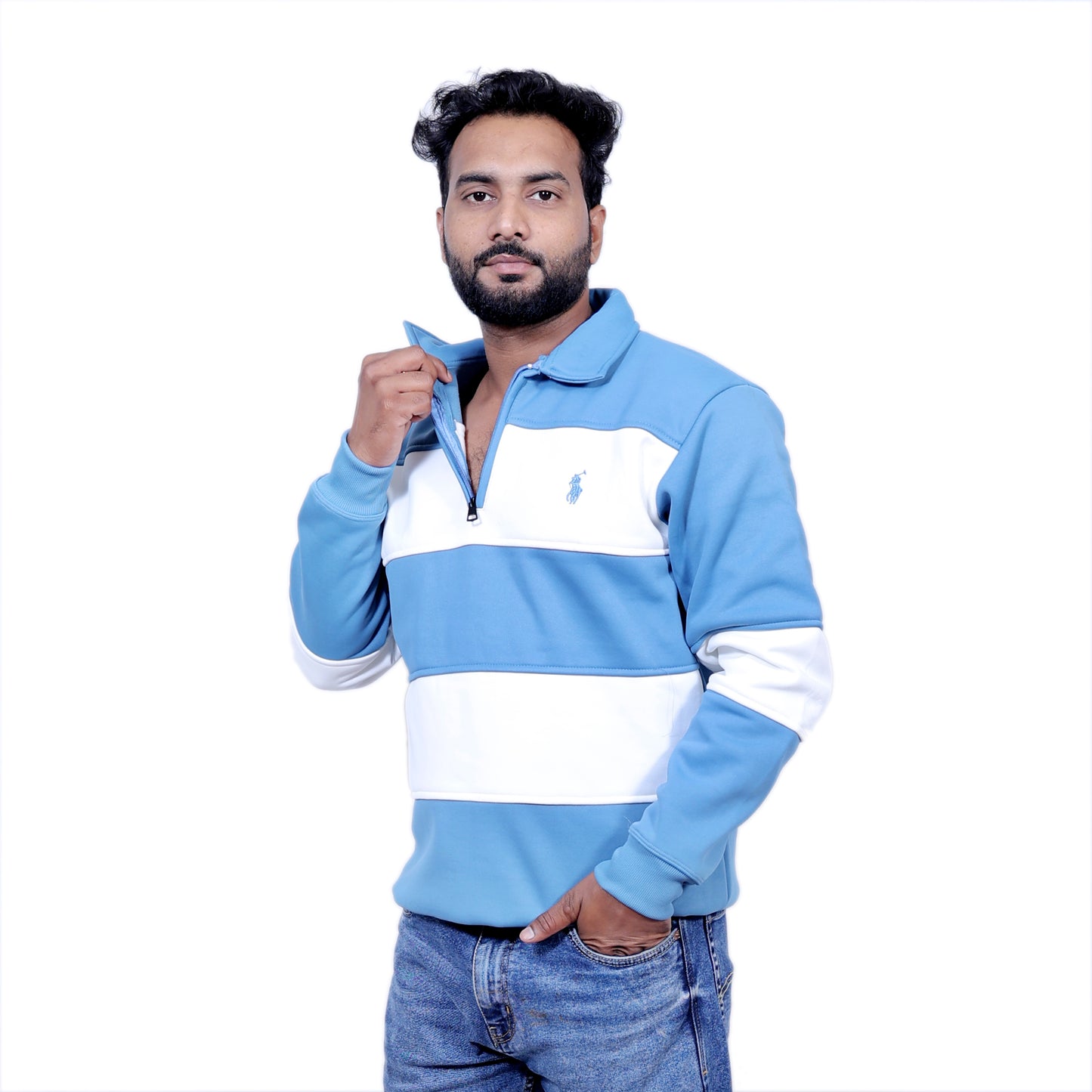 Polo Classy Chained Hoodie (Blue&White)