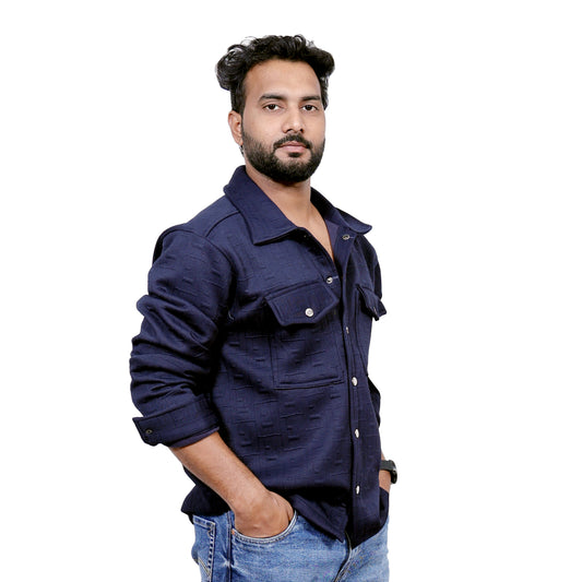 Fendi Overwear Woolen Shirt (Navy)