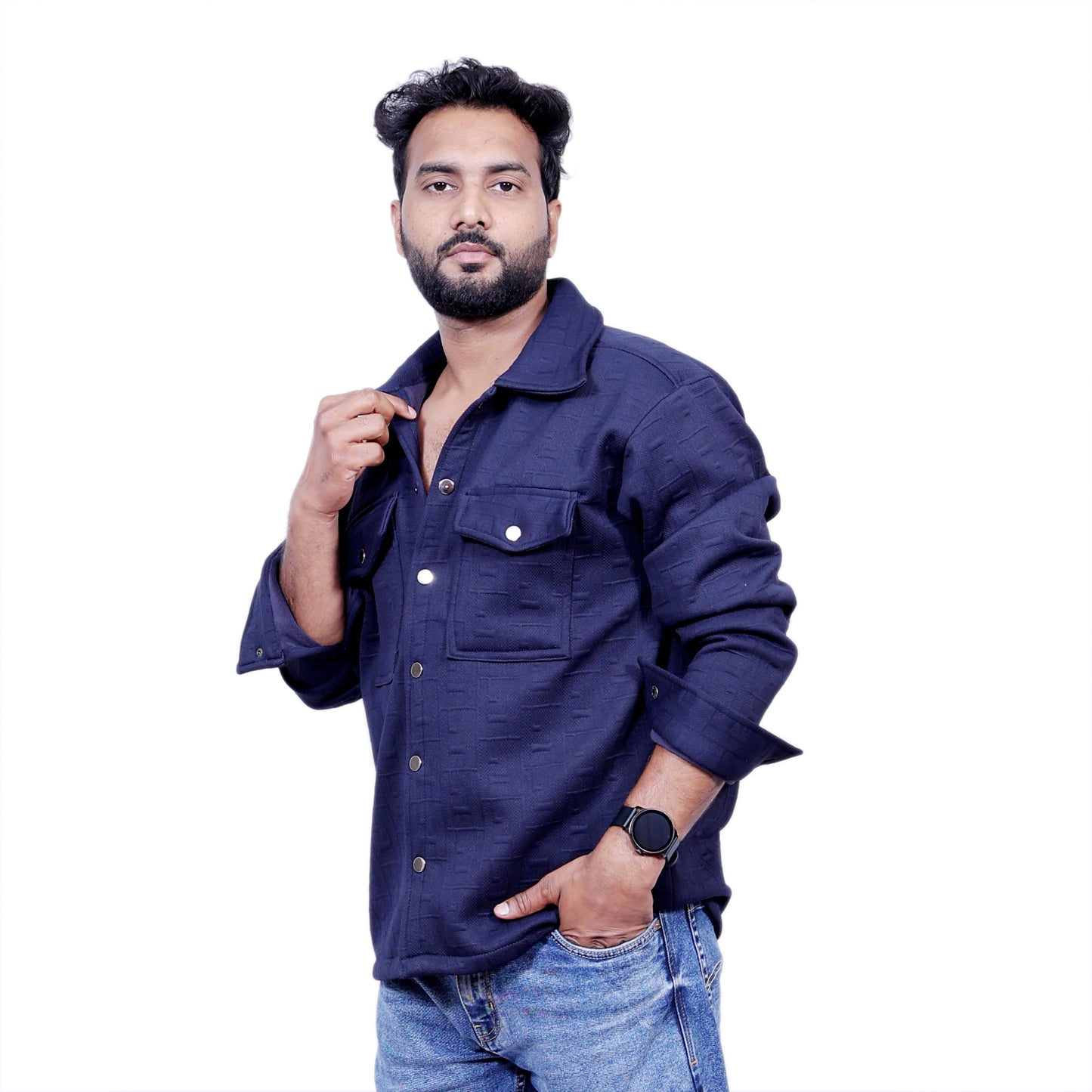 Fendi Overwear Woolen Shirt (Navy)