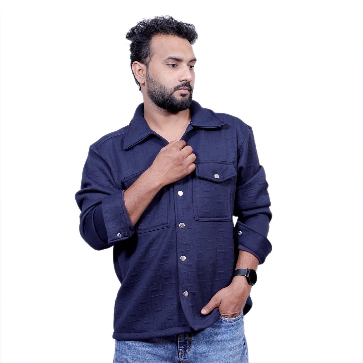 Fendi Overwear Woolen Shirt (Navy)