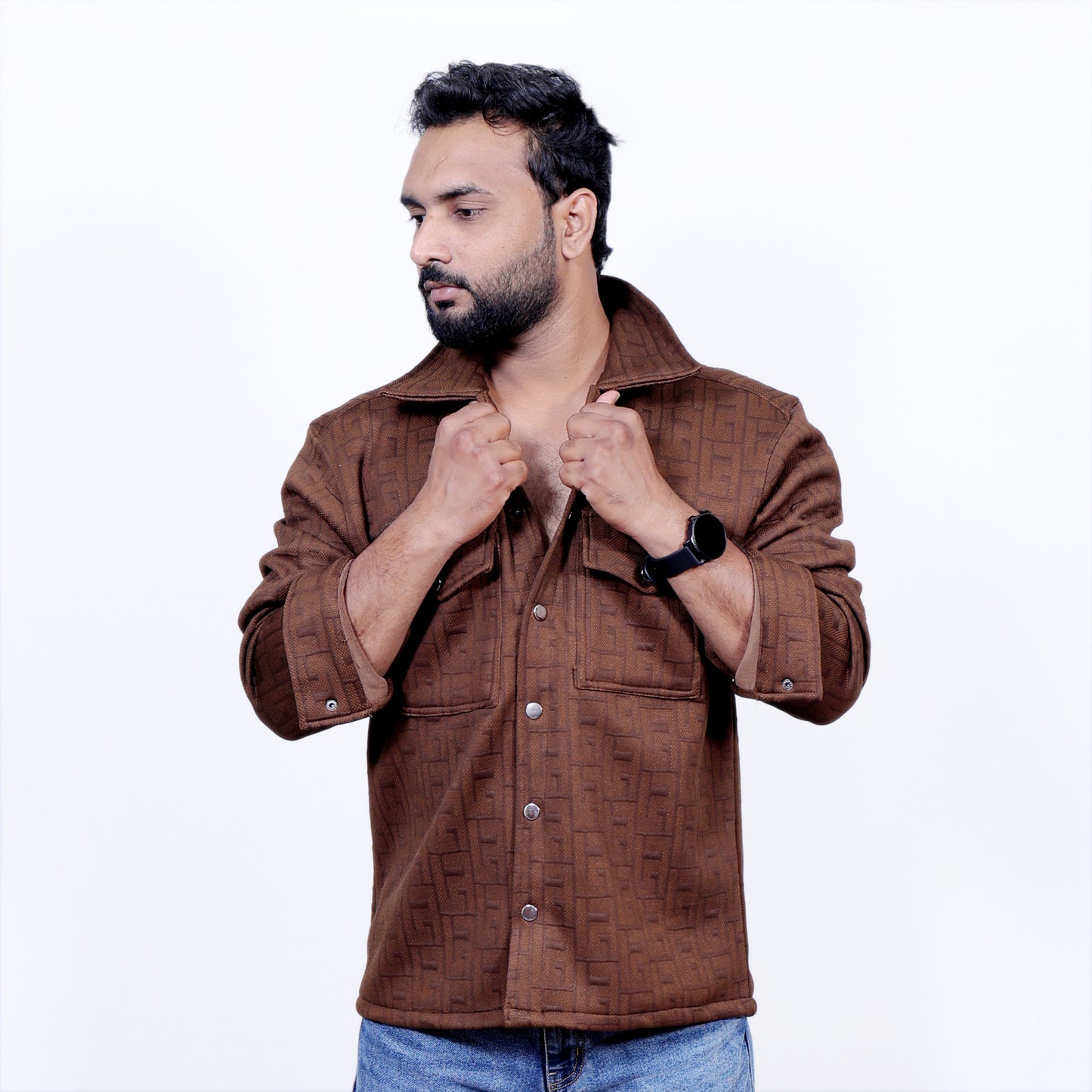 Fendi Overwear Woolen Shirt (Brown)