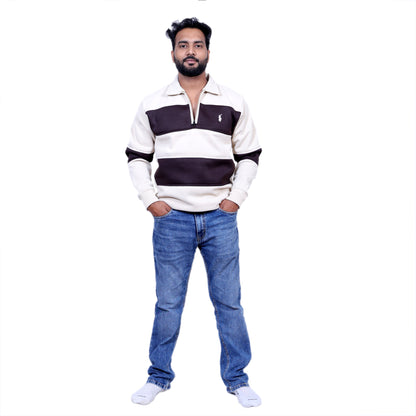 Polo Classy Chained Hoodie (White&Brown)