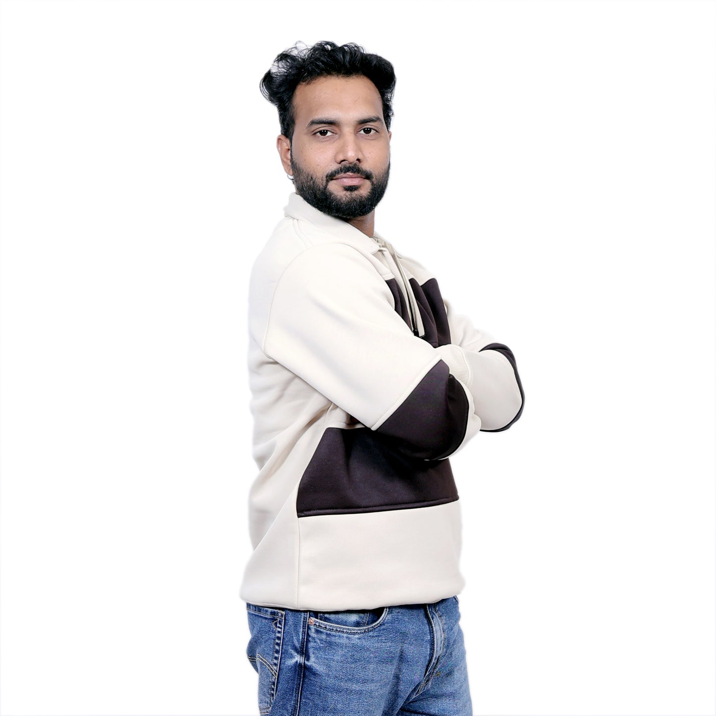 Polo Classy Chained Hoodie (White&Brown)