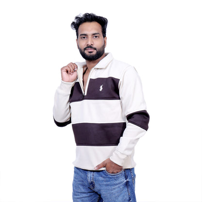 Polo Classy Chained Hoodie (White&Brown)