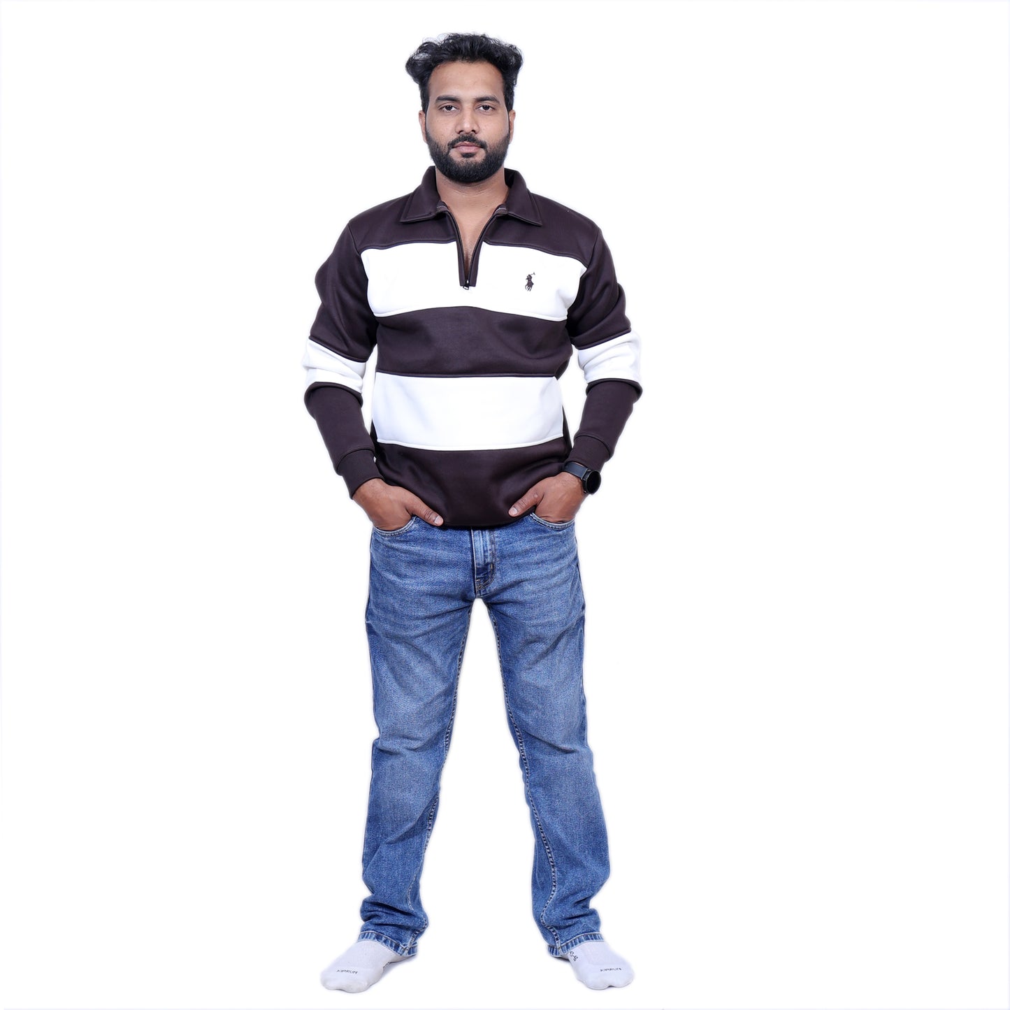 Polo Classy Chained Hoodie (Brown&White)