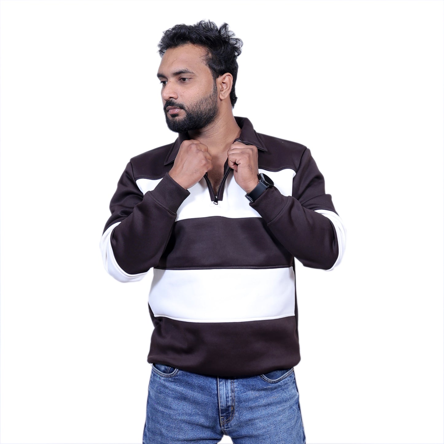 Polo Classy Chained Hoodie (Brown&White)