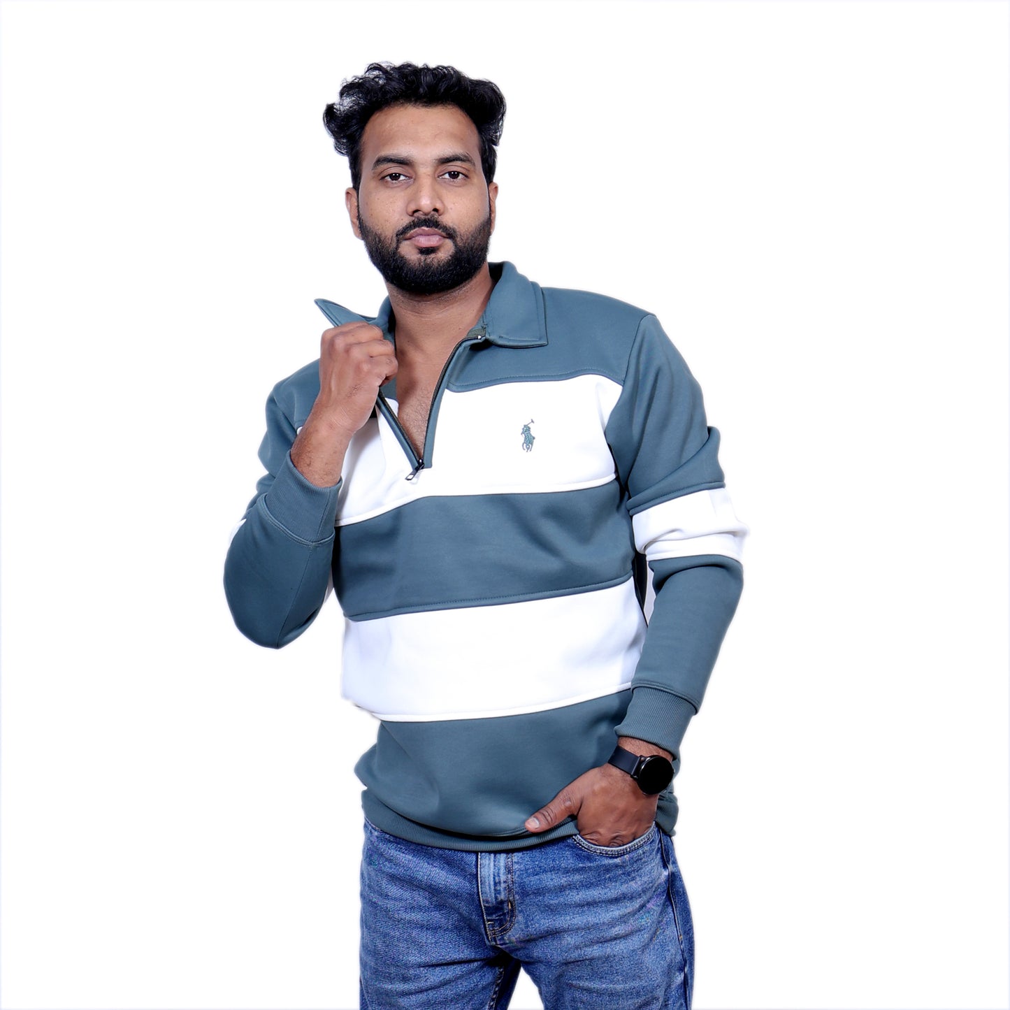 Polo Classy Chained Hoodie (Olive&White)